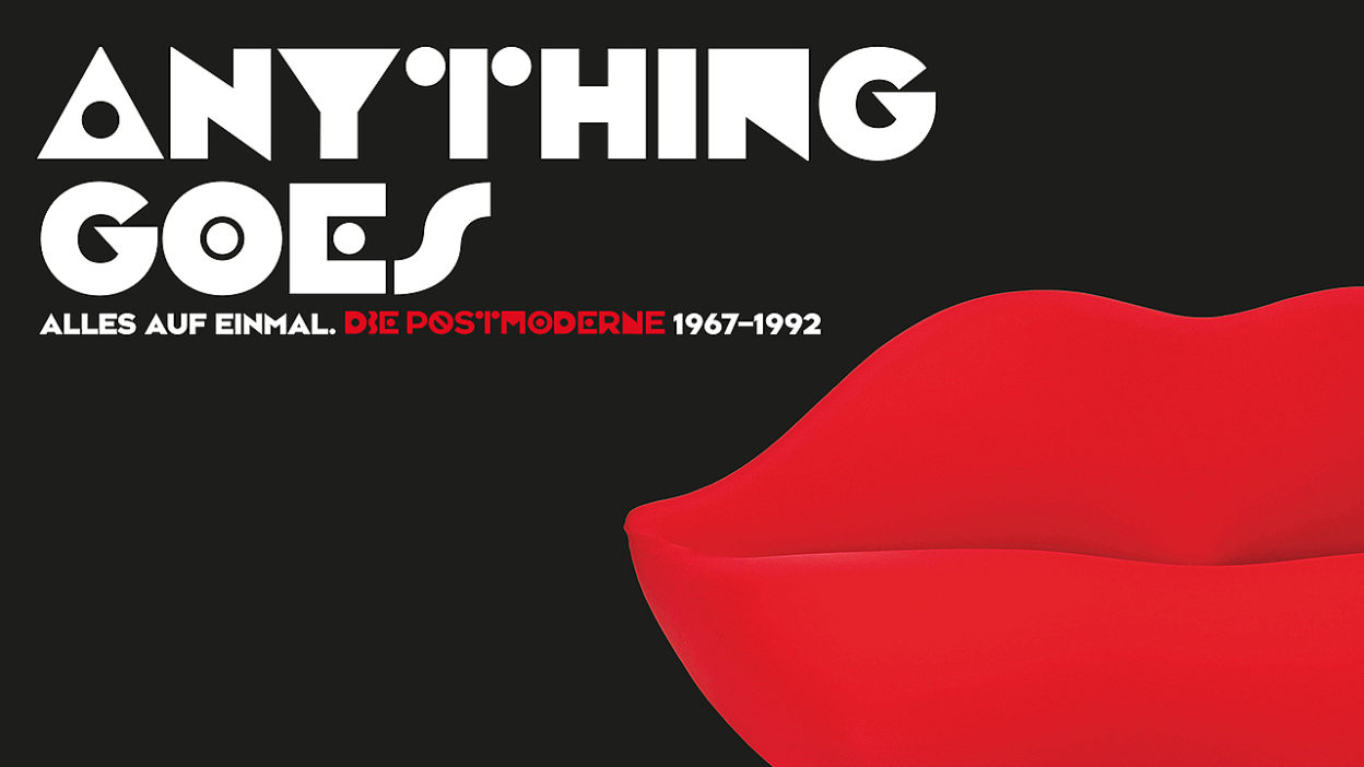Plakat der Ausstellung "Alles auf Einmal" Die Postmoderne 1967 bis 1992